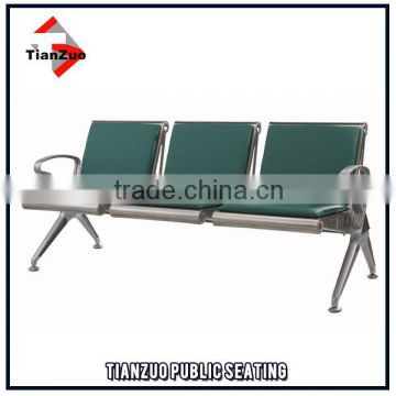 3 Seats paddings 304 stainless steel bench for airport