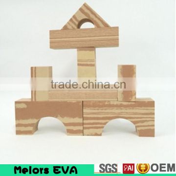 Melors non smell City Building Natural large eva foam Wooden grain building blocks/kids building blocks manufacturer in china