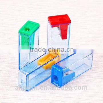 New Design Transparent Color Cuboid Plastic Pencil Sharpener