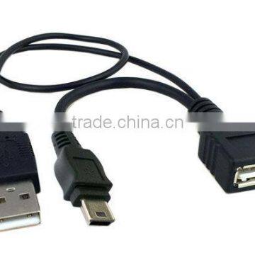 Mini USB OTG cable with USB power