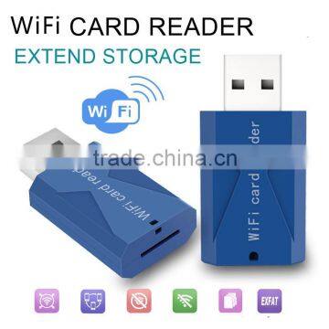 Portable USB WiFI dongle with 128G Card Reader wireless data transfer and share compatible for iPhone6S Samsung Galaxy Note HTC