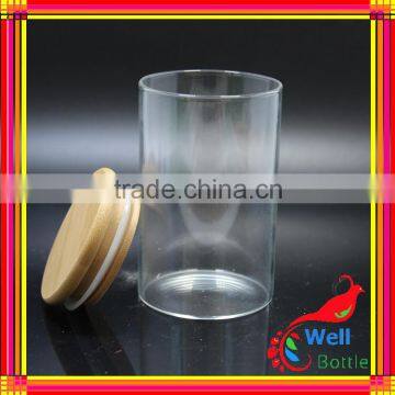 Glass Jar Wooden Bamboo Cap With Wood Cap for Food Tea, Glass Storage Jar fo Rfood Stock With Cork Lid photo-6