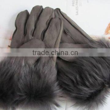 wholesale real leather gloves with real fur trim