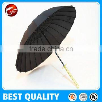 190t pongee material waterproof straight umbrella with samurai