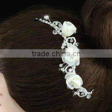 Bridal Flexible Ivory Satin Rose Hair Flowers CT1399