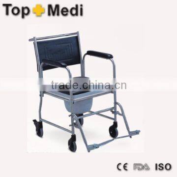 TOPMEDI Hot sale light weight handicapped stainless steel commode wheelchair