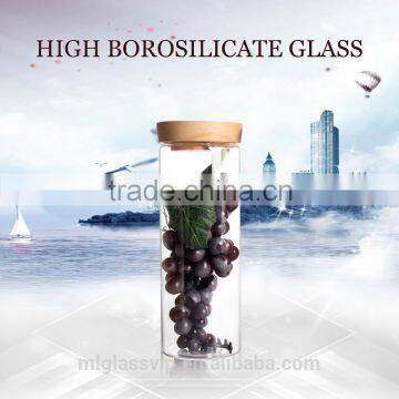 Glass food storage vacuum container with wooden lid N6311