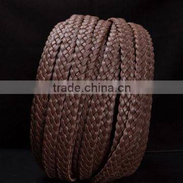 Factory Outlets OEM Brown Braided Flat Leather Cord Wholesale