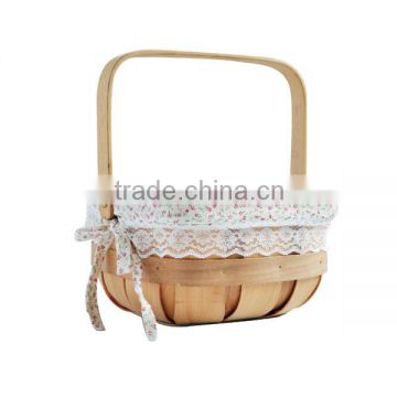 2014 Popular cheap wooden baskets with handle wholesale