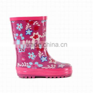 China flowers printed kids rain boots waterproof shoes for sale