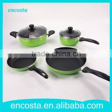 6Pcs Green Non-Stick Coating Die Casting Aluminum Cookware Set With Glass Lid