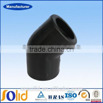 Black Plastic Pipe Fitting Bend PE100/HDPE/PE Socket 45 Degree Elbow