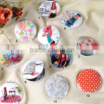 Printed Aluminum Pocket Mirror, Purse Compact Mirror