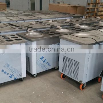 2016 CE Approved Factory Supply Commercial Double Flat Pan Fried Ice Cream Machine, Thailand Fry Ice