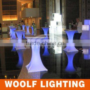 2014 hot waterproof plastic LED illuminant hotel square cocktail table