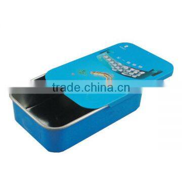 Mini bule sliding lid tin can