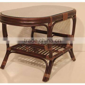 Rattan Wicker Handmade Oval Coffee Table With Glass photo-2