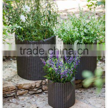 3-piece Outdoor Fashion Rattan Wicker Round Flower Planter photo-6