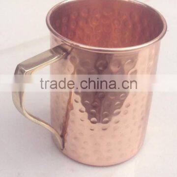 BPA FREE HAMMERED FINISH MOSCOW MULE SOLID COPPER STRAIGHT MUG WITH BRASS HANDLE, MOSCOW MULE COPPER MUGS, INDIAN COPPER MUGS photo-3