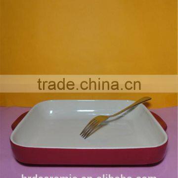 High Quality Wholesale Red Ceramic Glossy Glaze Plate photo-4