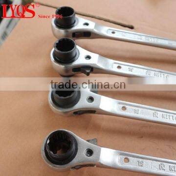 17/19mm CRV Wrench Steel Erecting Spanners Double Socket Ratchet Podger Spanner