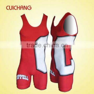 Wholesale Polyester/spandex Heat Transfer Printing Custom Design wrestling singlets SJF-075