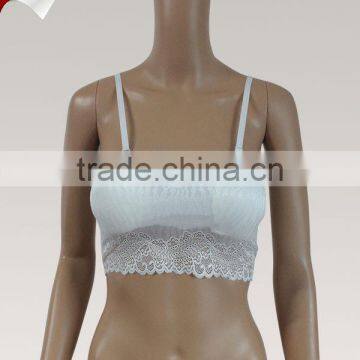 Hot selling lace padded bandeau bra with removable shoulder strap