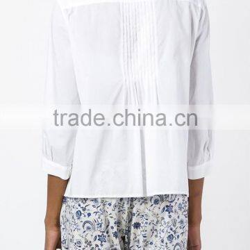 High Quality Ladies Fancy White Pleated Blouse Fashion Design photo-3
