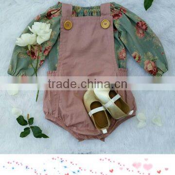 Boutique Custom Pink Plain Cotton Sleeveless Rompers Newborn Baby Summer Clothing