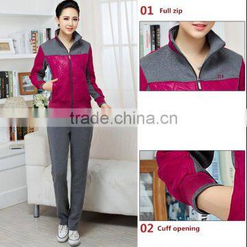 High quality wholesale Top Design Tracksuit Cotton Spandex Plain tracksuit Women