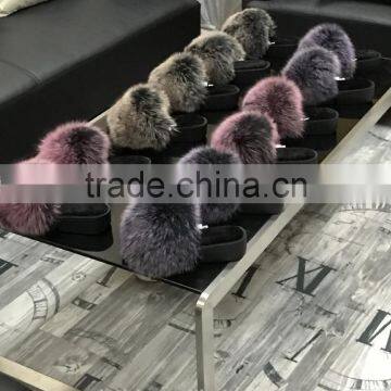 2017 Real Fox Fur Slippers Women Fashion Spring Summer Autumn Home Slides Indoor Outdoor Flat Flip Flops Fslipper-7