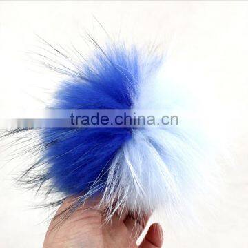 Myfur Winter New Style Dyed Bi-Color Raccoon Fur Hat Pom Poms photo-2