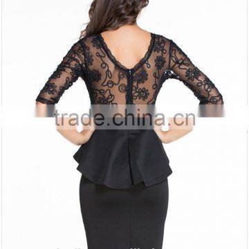 2016 OEM Customized Black One Piece Fashion Office Lady Women Dress Womens Wear photo-2