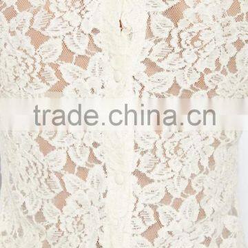 New Arrival Fashion Loose Through Look Floral Lace Lady Blouse photo-6