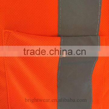 HV Orange Long Sleeve Sew-on Reflective Tape ANSI Manufacturer Security T-shirt photo-4