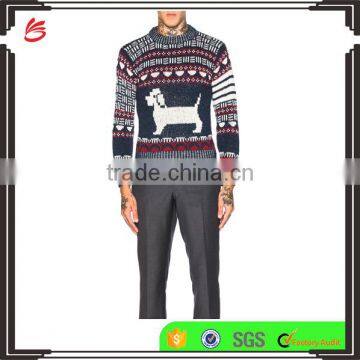 Highly Fashion Funny Design Cute Doggy Pattern Men's Jacquard Sweater