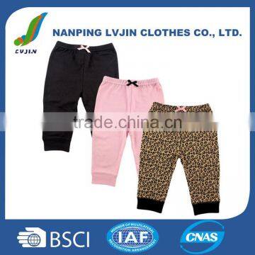 100%Cotton Material and Girls Gender High Quality Baby Girls' 3 Pack Ankle Pant,PP pants baby trousers