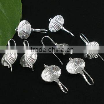 5 Pairs Silver Plated Shell Charm Ear Hooks 30x16mm Nickel FREE photo-3