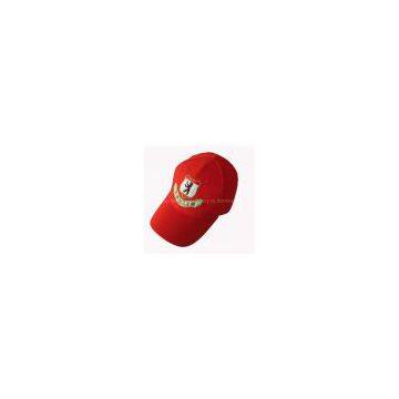 Sell red embroidered sports hats, cotton baseball caps