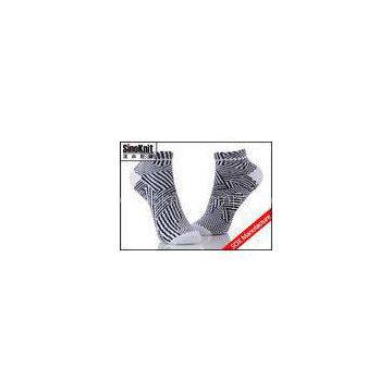 Black And White Zebra Fashion Cotton Ankle Socks , Womens Colored Boat Socks