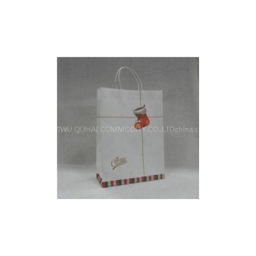 White Kraft Paper Christmas Gift Bag