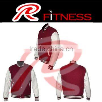 Glo-story leather sleeve letterman varsity jacket for men