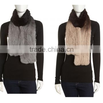 YR607 Alibaba Buyer Favorite Degrade Color Knit Rabbit Fur Cheap Women Fur Scarf