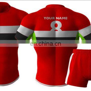 100% polyester red custom design sublimation rugby jersey with socks