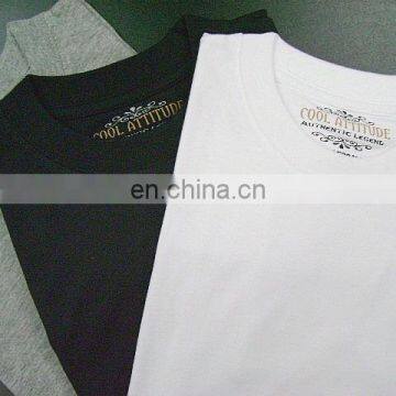 100% Cotton Tshirts with Printed Neck Labels.