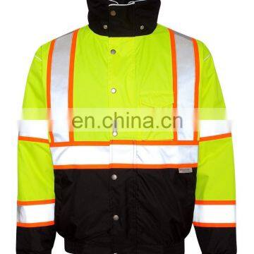 Hi visibility waterproof parka men jacket with reflective tape