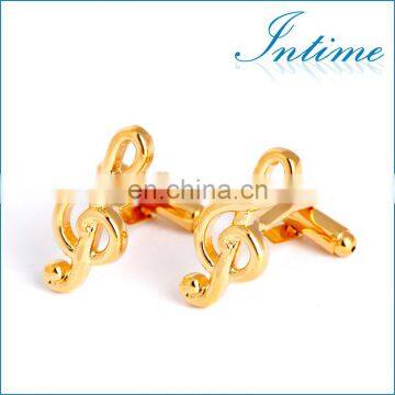 Gold Plating Musical Note Gift Mens Shirt Cuff links