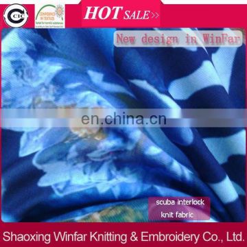 Shaoxing winfar Textile Digital Printing Flower Patterned thick scuba Fabric