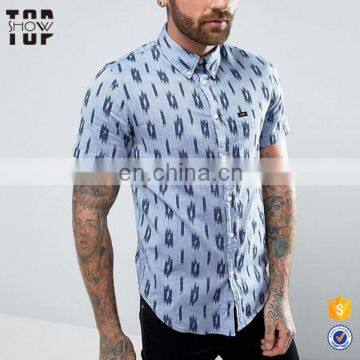 Designer short sleeve woven printed new poplin mens floral dress shirt