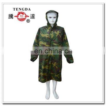 camouflage polyester hoodie rain jacket for worker